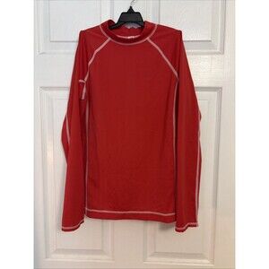 Land's End NWOT Boys Red Long Sleeve Swim Beach Pool Rashguard, Size Med 10-12